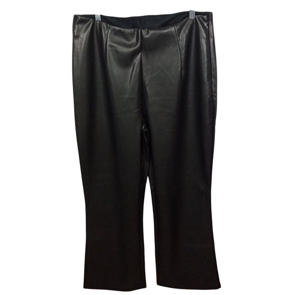 Asos Design Pants Womens 14 Faux Leather Wide Leg Side Zip Dressy Going Out